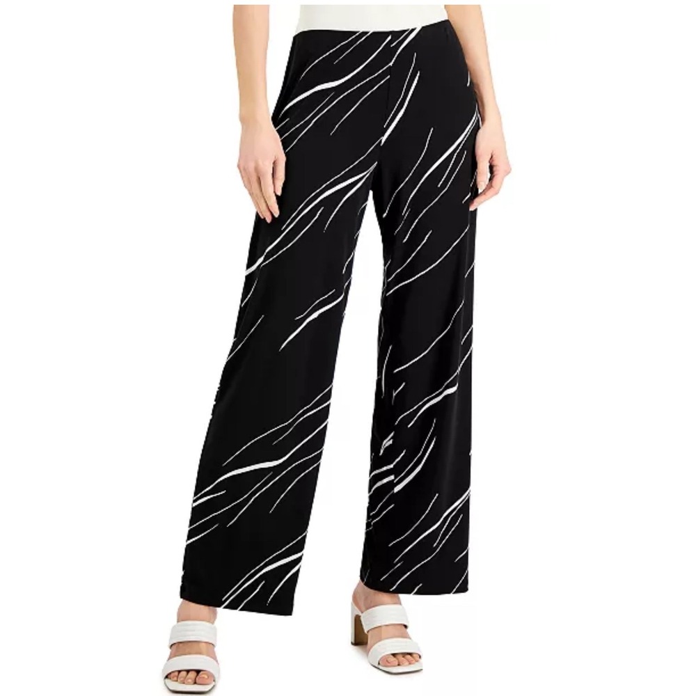 AlfaniWomen's Wide-Leg Pull-On Knit Pants Stretch Medium Petite‎